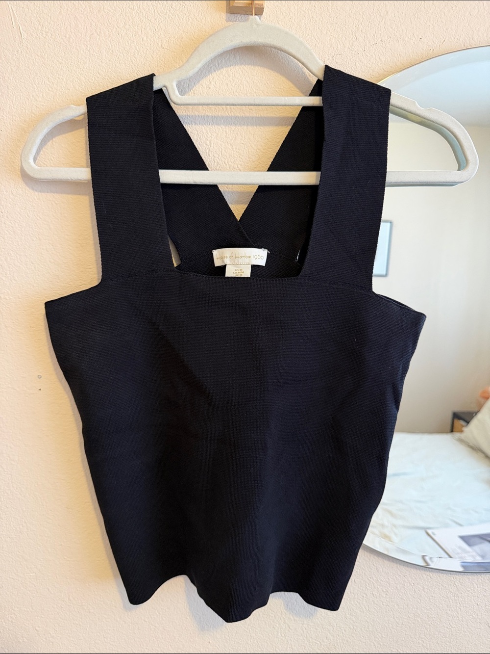 Black Crossback Sleeveless Knit Top House of Harlow